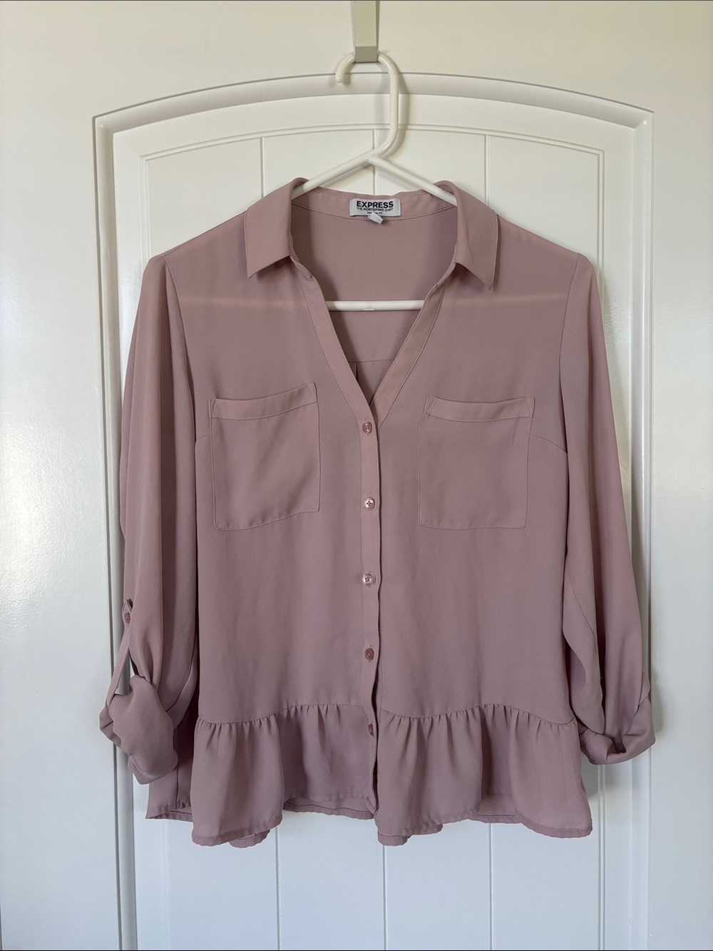 Express Dusty Rose Button-Down Blouse